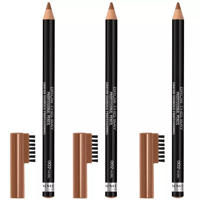 RIMMEL Professional Eyebrow Pencil With Brush 0.05 Ounce - Hazel *PACK OF 3*