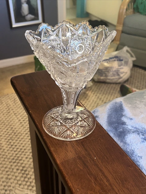 Imperial EAPG Thunderbolt vase 12.5"  Large  Heavy American Brilliant Cut Glass