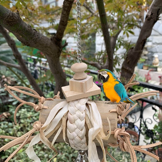 Juguete para mascotas pájaros fuerte dureza resistente a las mordeduras de pájaros jaulas de madera juguetes saludables
