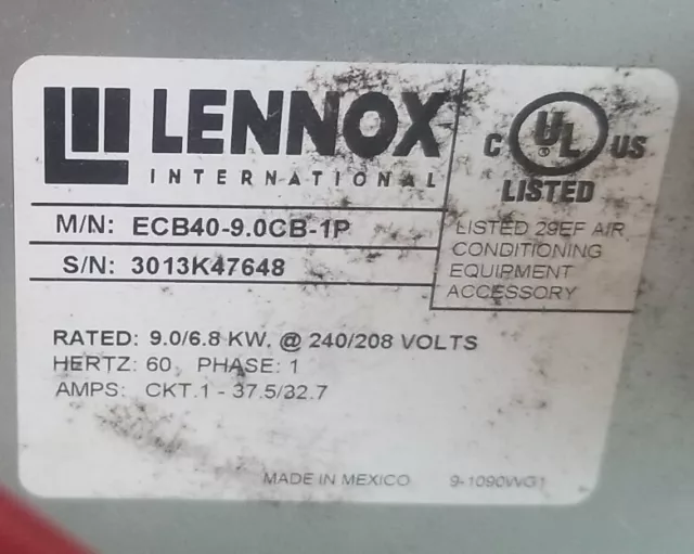 Lennox 34W93 ECB40-9.0CB-1P Electric Heater 9.0kW 3015D05827 #20