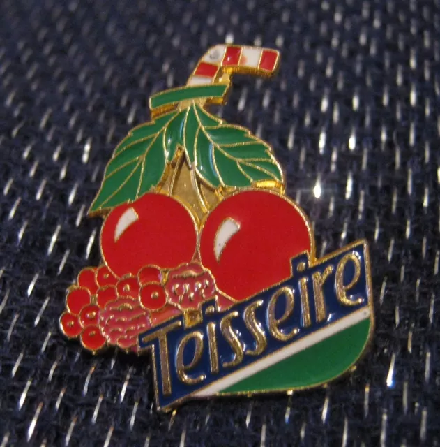 Wonderful pin badge advertising Teisseire Fruit Cherries drink France