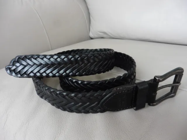 Osprey London Braided Black Real Leather Belt - Size Small