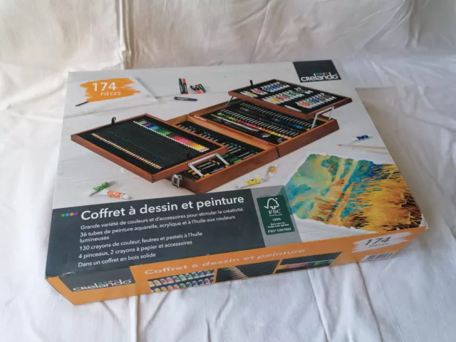 Coffret Mallette à dessin et peinture CRELANDO 174 pièces