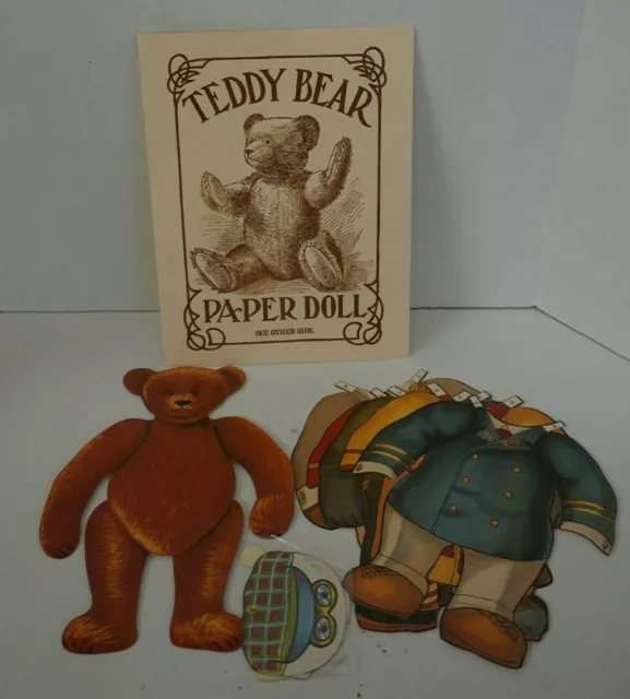 Vintage Collector's Paper Teddy Bear Doll Set W/ 5 Outfits & Hats - 1907 Repro