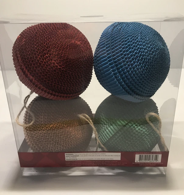 Brand New Holiday Living Ornaments Total 4 Christmas Assorted Colors Red Green