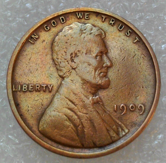 1909 vdb 1c lincoln cent wheat penny- color appears altered