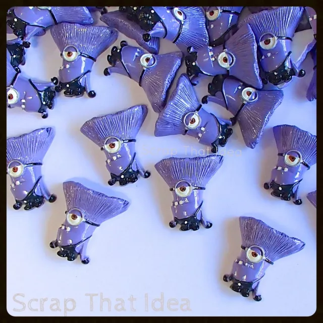 Evil Minions FLATBACKS. 60pcs Resin Cabochons.  CLEARANCE.  Purple.Despicable Me