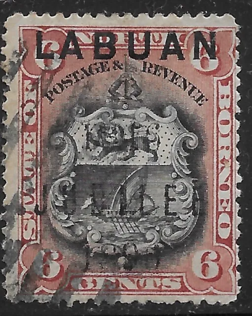 1896 LABUAN North Borneo OVERPRINTED "JUBILEE" SC#70 🔥USED VF