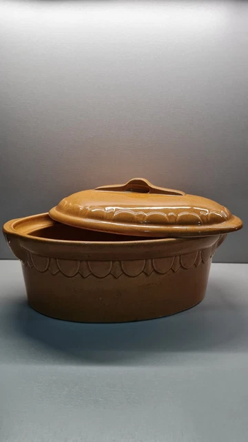 Ancient Cookware Braisière ronde en terre cuite avec couvercle et