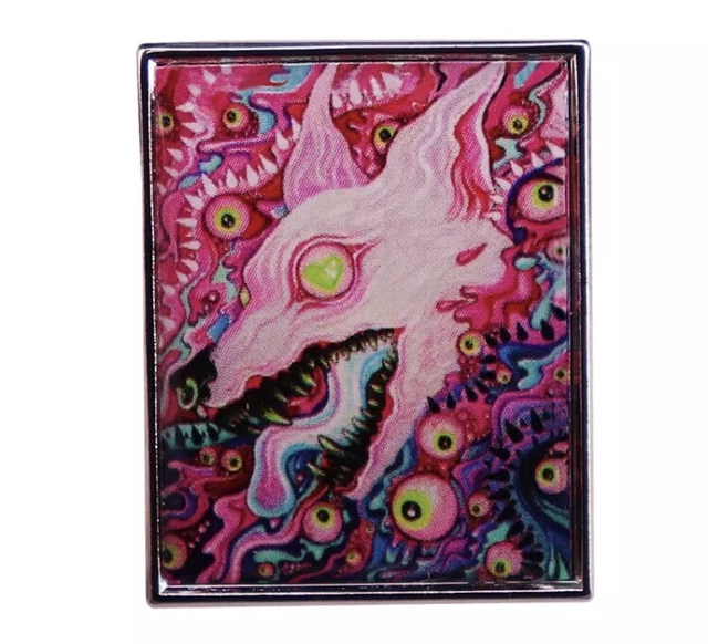Psychedelic Wild Wolf Metal Pin Badge Pagan 🐺 Psychedelic Wild Wolf Metal Pin Badge Pagan 🐺