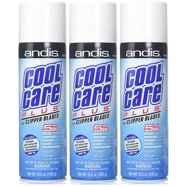 Spray Andis Cool Care Plus 15,5 oz 5 en 1 para cuchillas cortadoras/recortadoras - paquete de 3