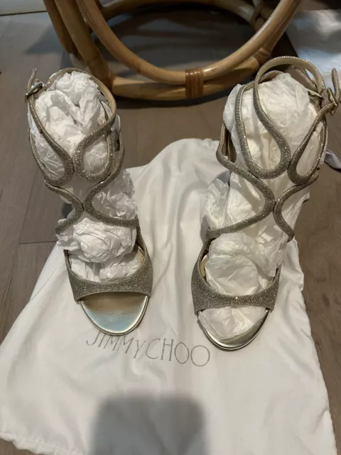 JIMMY CHOO PLATINUM Ice Lang Heels Sandals 38.5 175.00 PicClick UK