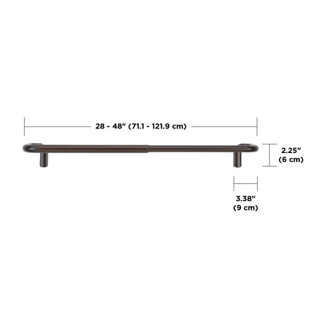 Modern Curtain Rods Expandable Curtain Rod Steel Rods Easy Set Up 28-120" Black 3