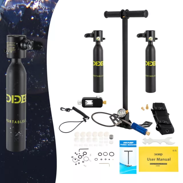 0.5L Oxygen Tank Pump Equipment Underwater Breath 2 * Mini Scuba Diving Case