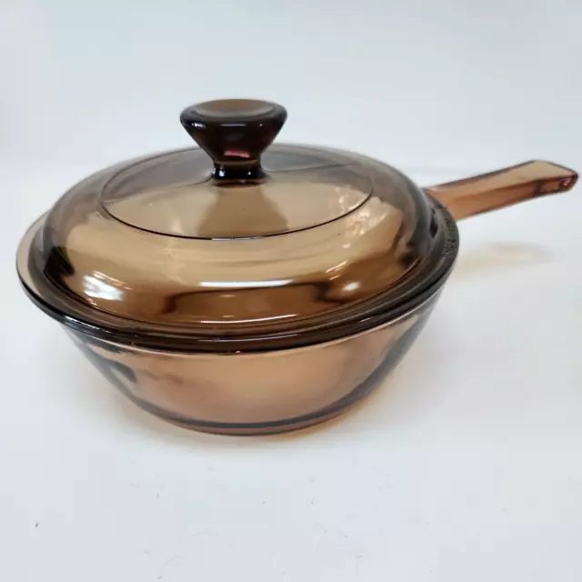 CORNING WARE VISIONS Amber Cookware .5L Liter Saucepan with Pyrex Lid USA