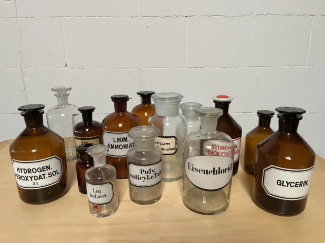 apothekerflasche Konvolut Set Deckel Medizinische Flaschen