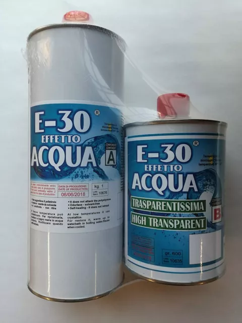 Résine époxy Transparent, et 30 effet eau a + b 1,6 kg