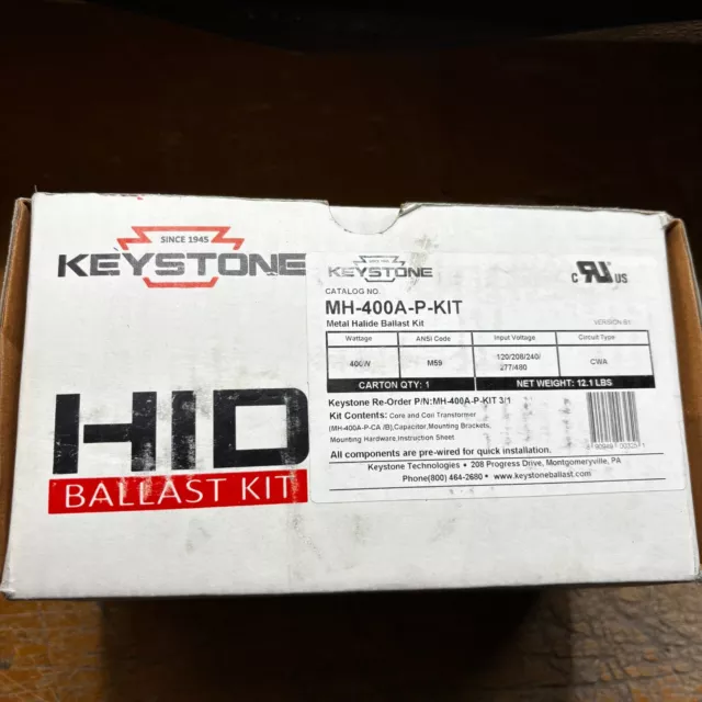 KEYSTONE HDI MH-400A-P-KIT Metal Halide Ballast Kit 400W 120/208/240/277/480 V
