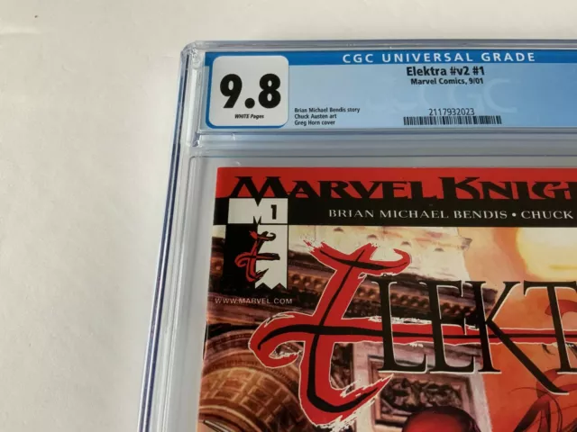 Elektra V2 1 Cgc 9.8 White Pages Great Greg Horn Cover Marvel Comics 2001 3