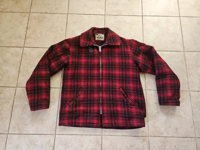 WOOLRICH Buffalo Plaid Mackinaw FOX HUNTING  Red Black Womens Jacket USA Size 20