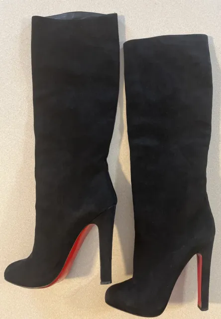 CHRISTIAN LOUBOUTIN BLACK Suede Tall Boots Size 41 $489.00 - PicClick