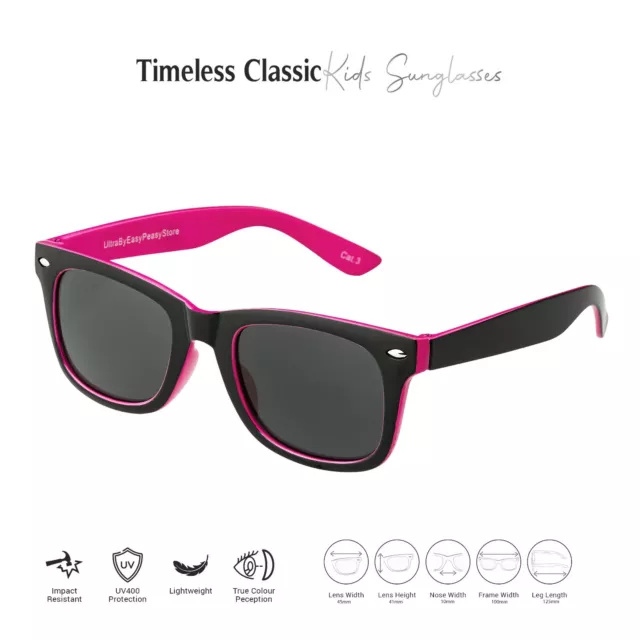 Black + Pink Kids Childrens Sunglasses Classic Girls Boys Fashion Glasses UV400