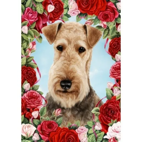 Roses House Flag - Airedale Terrier 19027
