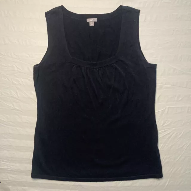 J Jill Linen Blend Tank Top Shirt Women’s Medium Square Neck Black