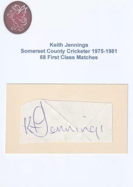 KEITH JENNINGS SOMERSET COUNTY CRICKETER original autograph signed card