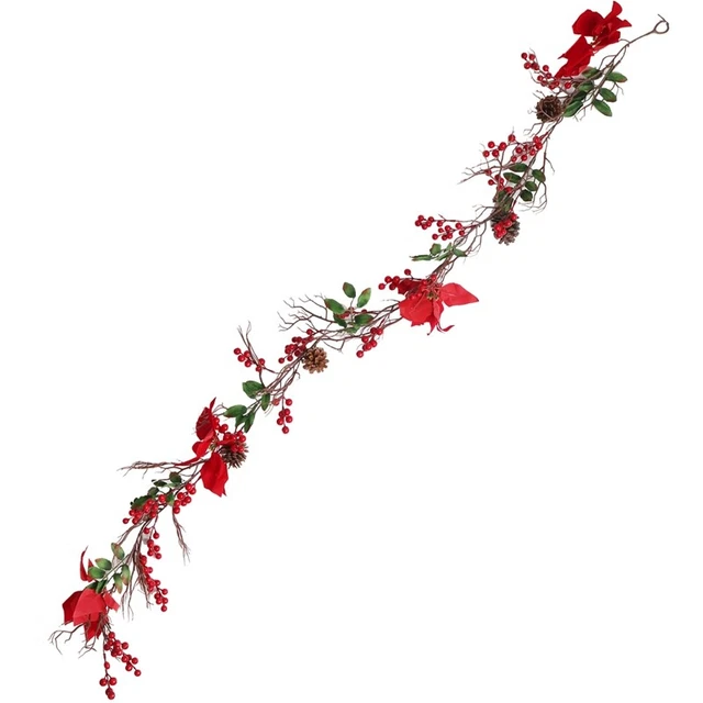 Ghirlanda Natale 6,3 piedi bacca rossa, stella di Natale costiera ghirlanda9006