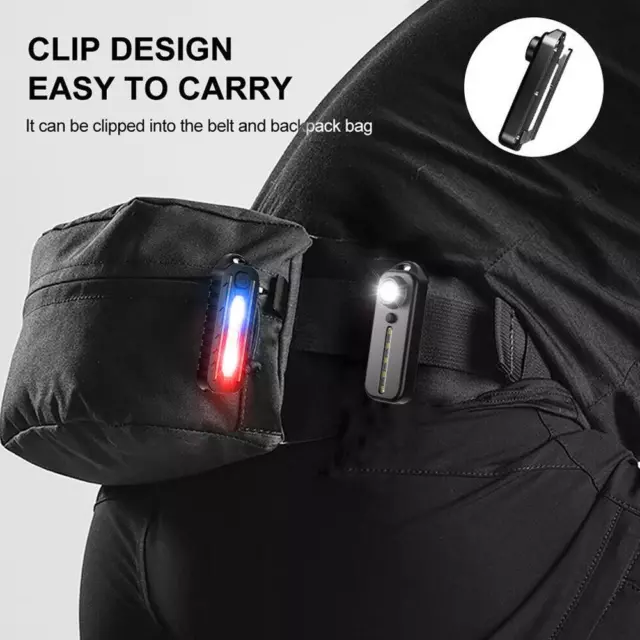 LED Red Blue Shoulder Police Light Clip Flashing Warning Safety Flashlight D3K5 2