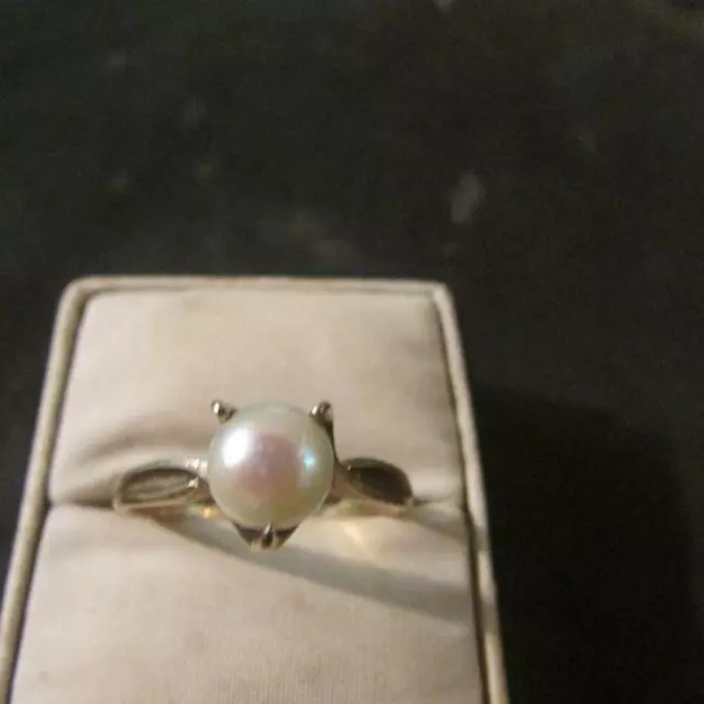 Beautiful Vintage Quality Unusual 14ct Gold & Cultured Pearl Ring