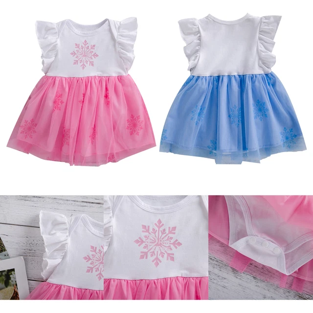 Baby Girls Summer Romper Tutu Mesh Dress Sleeveless Snowflake Princess Dresses