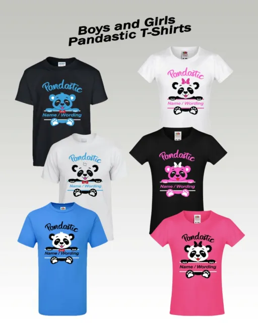 Personalised Kids Birthday T-Shirts Boys Girls Panda Funny Children Novelty Tee