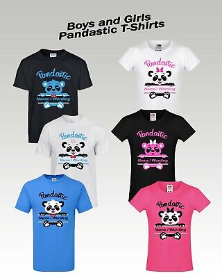 Personalizzata Bambini Compleanno T-shirt Ragazzi Ragazze Panda Divertente Bambini Novità Tee