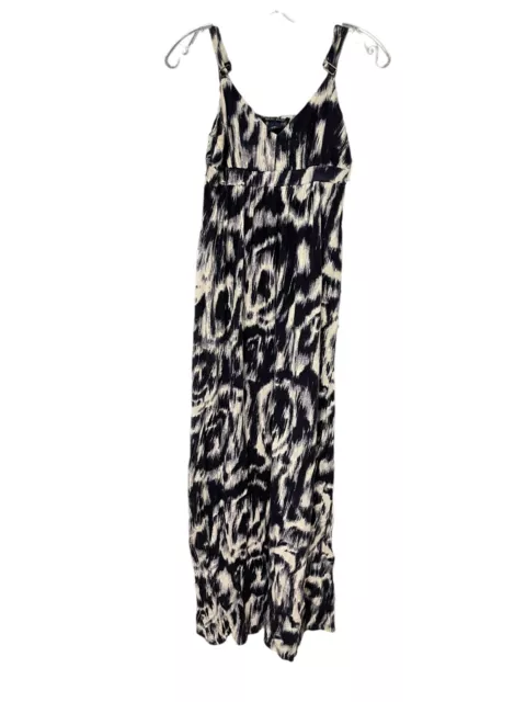 Lucky Brand Womens Maxi Dress Size Small Black White Abstract Strappy Boho Y2K