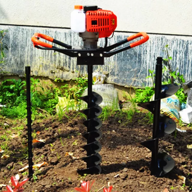 52cc 2 Stroke 2.4ps Gas Powered Earth Auger Post Hole Digger 4" 6" 8" Bits Set