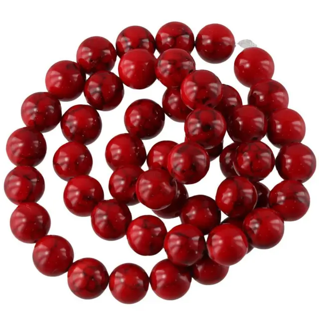 Pierre naturelle Perles de turquoise rouge Perles rondes d'entretoise  Bracelet