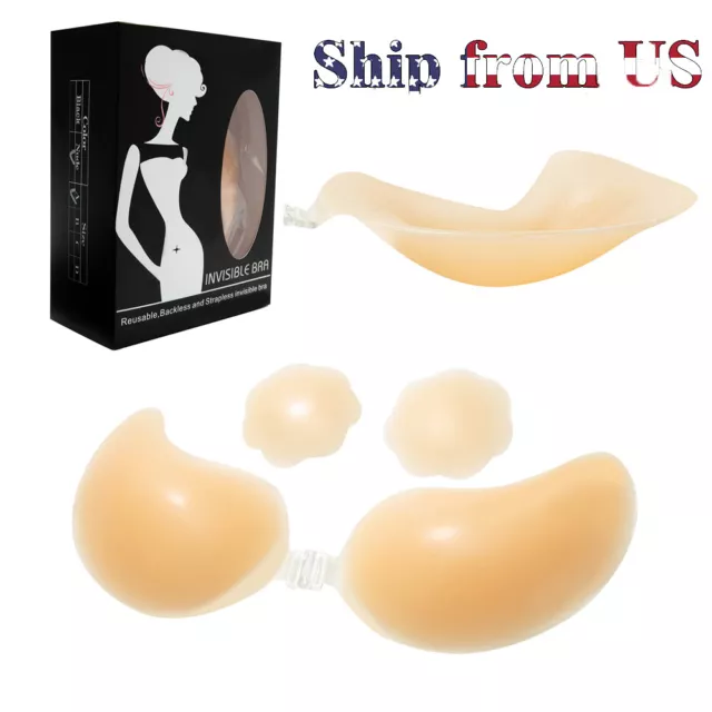 Women's Silicone Strapless Invisible Bras Self Adhesive Sticky Nipple Cover SYF