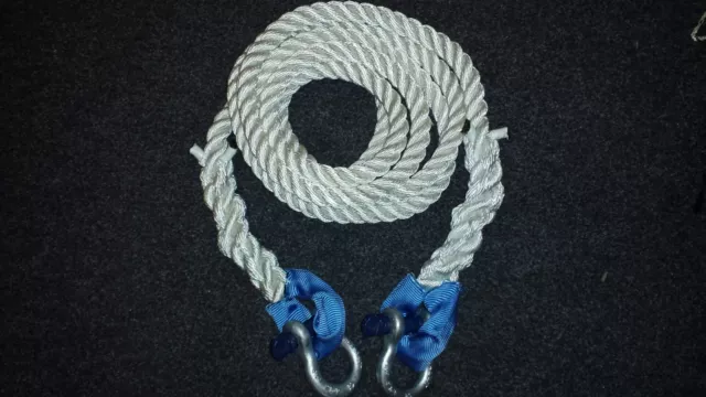 7 METRE X 24MM NYLON KINETIC 12 TONNE RECOVERY TOW ROPE 4 x 4  WITH SHACKLES