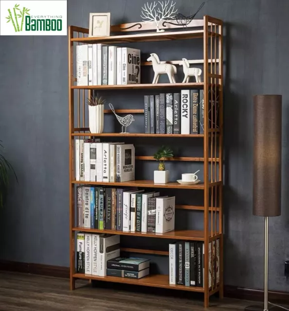 6 Tiers Large Size Pure Bamboo Book Shelf Cabinet Simple Solid Storage Fantastic