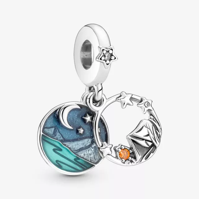 PANDORA Camping Night Sky Double Silver Dangle Charm - 791686C01