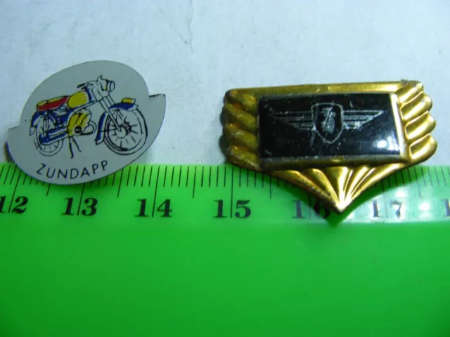 ZUNDAPP  motorcycle: Lot of 2 very old  pin badges..1 tinplate/1 aluminum.