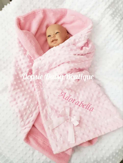 Personalised Baby Blanket Shawl Deluxe Supersoft Cosy Sherpa Back X 3 Colours