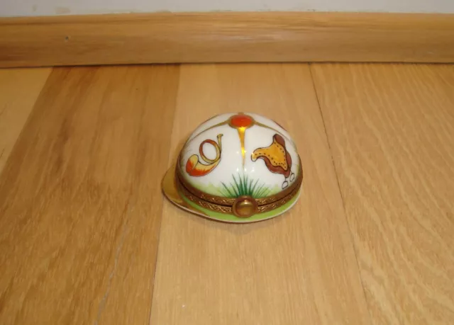 Vintage ROCHARD Limoges Peint Main Jockey Cap Equestrian Trinket Box * Mint!