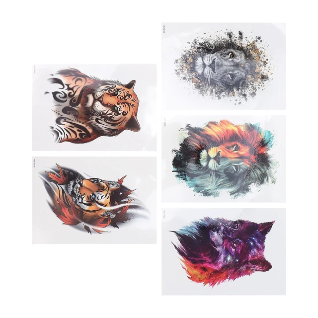 Tatouages Temporaires Demi-bras Motif Animal - 5 Feuilles étanches Longue Durée
