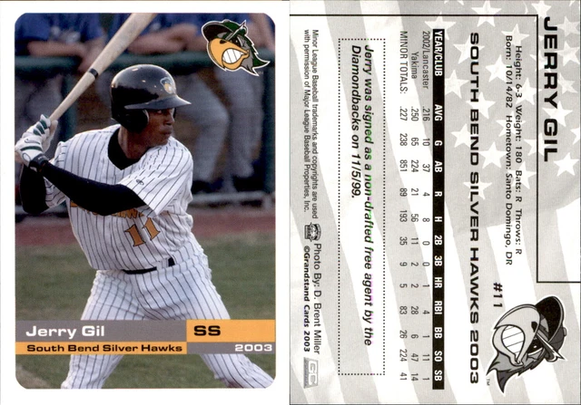 Jerry Gil 2003 Grandstand South Bend Silver Hawks #NNO Card *AutographDen*