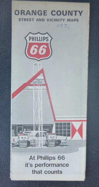 1971 Orange County street  map Phillips 66  oil  gas Laguan Beach La Marada