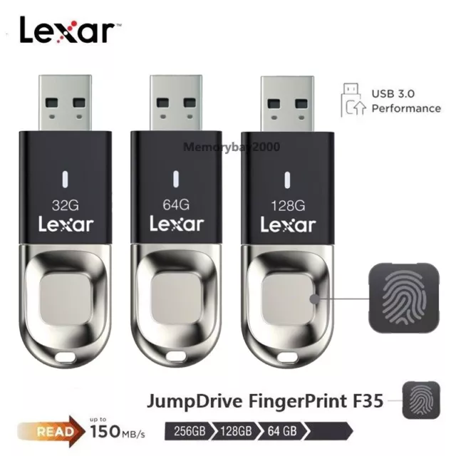 Lexar JumpDrive Fingerprint F35 32GB 64GB 128GB USB 3.0 Flash Drive High-Speed