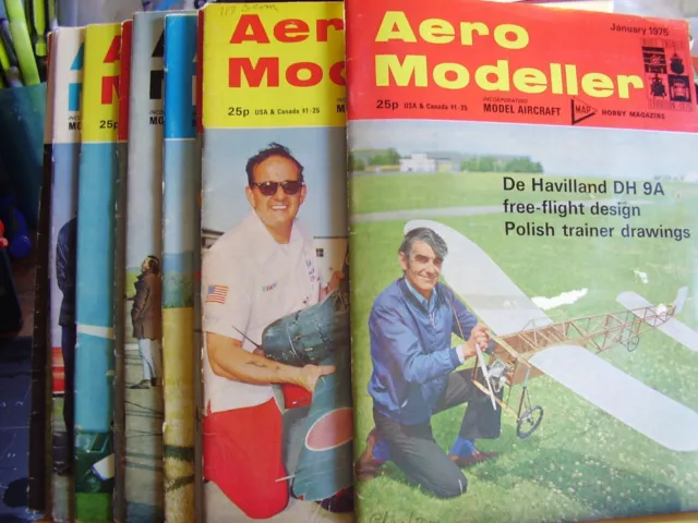 Job Lot X 12 1975 Aeromodeller Model Aircraft  Magazines Some Plans As Shown